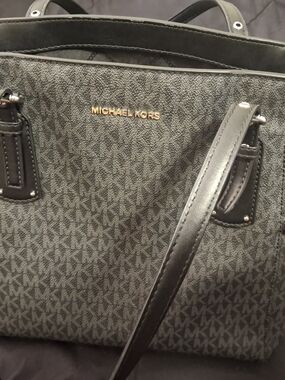 Michael Kors Women's Large Black and Gray Logo Bag